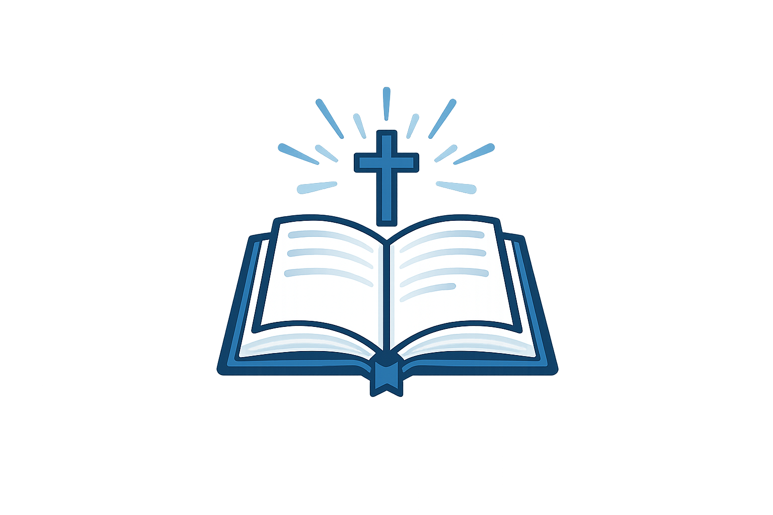 Open Bible with a glowing cross above, symbolizing Christian faith.